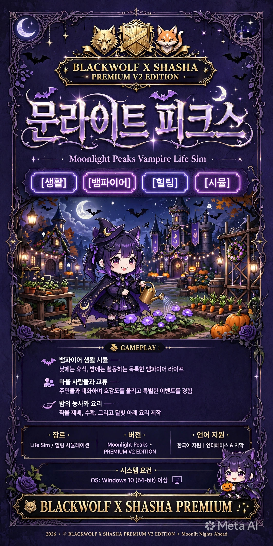 [한글] 문라이트 피크스 뱀파이어.힐링.생활.시뮬.교류.v260707